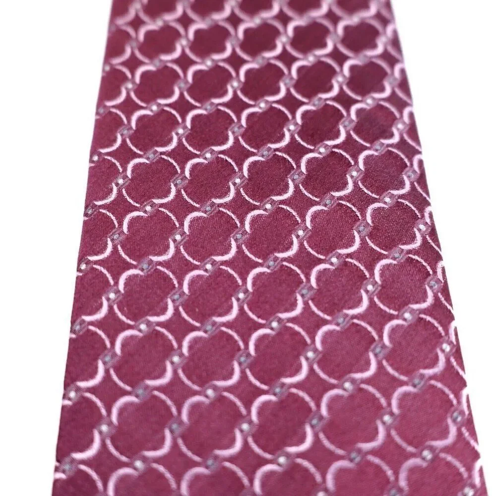 Calvin Klein‎ Red Burgundy Geometric Woven Tie